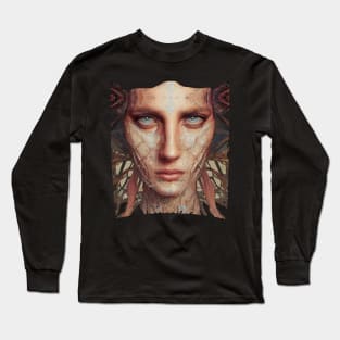 A Futuristic Boho Chic Portrait of a Woman in Boho Style - Burning Man Inspired Long Sleeve T-Shirt